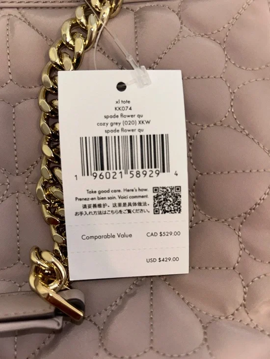 kate spade Quilted Leather Tote in Blush with Gold Chain Straps - Picture 8 of 9